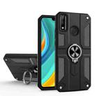 For Huawei Y8s Carbon Fiber Pattern PC + TPU Protective Case with Ring Holder(Black) - 1