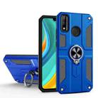 For Huawei Y8s Carbon Fiber Pattern PC + TPU Protective Case with Ring Holder(Dark Blue) - 1