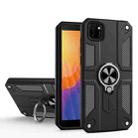 For Huawei Y5p Carbon Fiber Pattern PC + TPU Protective Case with Ring Holder(Black) - 1