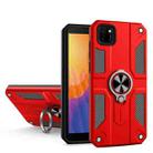 For Huawei Y5p Carbon Fiber Pattern PC + TPU Protective Case with Ring Holder(Red) - 1