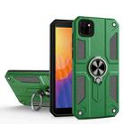 For Huawei Y5p Carbon Fiber Pattern PC + TPU Protective Case with Ring Holder(Dark Green) - 1