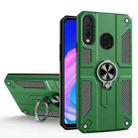 For Huawei Y7p / P40 lite E Carbon Fiber Pattern PC + TPU Protective Case with Ring Holder(Dark Green) - 1