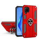 For Huawei nova 6 SE Carbon Fiber Pattern PC + TPU Protective Case with Ring Holder(Red) - 1