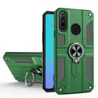 For Huawei Y9 Prime (2019) Carbon Fiber Pattern PC + TPU Protective Case with Ring Holder(Dark Green) - 1