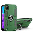 For Huawei Y5 (2019) Carbon Fiber Pattern PC + TPU Protective Case with Ring Holder(Dark Green) - 1