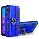 For Huawei Y5 (2019) Carbon Fiber Pattern PC + TPU Protective Case with Ring Holder(Dark Blue) - 1