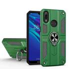 For Huawei Y6 (2019) Carbon Fiber Pattern PC + TPU Protective Case with Ring Holder(Dark Green) - 1