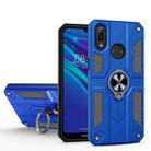 For Huawei Y6 (2019) Carbon Fiber Pattern PC + TPU Protective Case with Ring Holder(Dark Blue) - 1