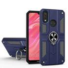 For Huawei Y7 (2019) Carbon Fiber Pattern PC + TPU Protective Case with Ring Holder(Sapphire Blue) - 1
