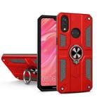 For Huawei Y7 (2019) Carbon Fiber Pattern PC + TPU Protective Case with Ring Holder(Red) - 1