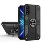 For Honor 9X Pro Carbon Fiber Pattern PC + TPU Protective Case with Ring Holder(Black) - 1