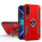 For Honor 9X Pro Carbon Fiber Pattern PC + TPU Protective Case with Ring Holder(Red) - 1