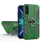 For Honor 9X Pro Carbon Fiber Pattern PC + TPU Protective Case with Ring Holder(Dark Green) - 1