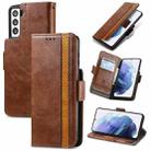 For Samsung Galaxy S21+ 5G CaseNeo Business Splicing Dual Magnetic Buckle Horizontal Flip PU Leather Case with Holder & Card Slots & Wallet(Brown) - 1