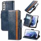 For Samsung Galaxy S21+ 5G CaseNeo Business Splicing Dual Magnetic Buckle Horizontal Flip PU Leather Case with Holder & Card Slots & Wallet(Blue) - 1