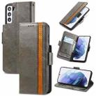 For Samsung Galaxy S21 5G CaseNeo Business Splicing Dual Magnetic Buckle Horizontal Flip PU Leather Case with Holder & Card Slots & Wallet(Grey) - 1