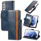 For Samsung Galaxy S21 5G CaseNeo Business Splicing Dual Magnetic Buckle Horizontal Flip PU Leather Case with Holder & Card Slots & Wallet(Blue) - 1