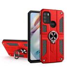 For Motorola Moto G60 Carbon Fiber Pattern PC + TPU Protective Case with Ring Holder(Red) - 1