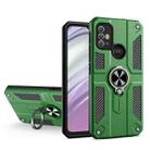 For Motorola Moto G10 / G20 / G30 Carbon Fiber Pattern PC + TPU Protective Case with Ring Holder(Dark Green) - 1