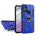 For Motorola Moto G10 / G20 / G30 Carbon Fiber Pattern PC + TPU Protective Case with Ring Holder(Dark Blue) - 1