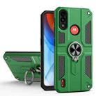 For Motorola Moto E7 Power Carbon Fiber Pattern PC + TPU Protective Case with Ring Holder(Dark Green) - 1