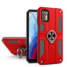 For Motorola Moto G Stylus (2021) Carbon Fiber Pattern PC + TPU Protective Case with Ring Holder(Red) - 1