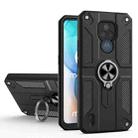 For Motorola Moto E7 Carbon Fiber Pattern PC + TPU Protective Case with Ring Holder(Black) - 1