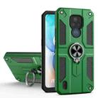 For Motorola Moto E7 Carbon Fiber Pattern PC + TPU Protective Case with Ring Holder(Dark Green) - 1