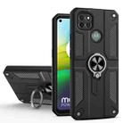 For Motorola Moto G9 Power Carbon Fiber Pattern PC + TPU Protective Case with Ring Holder(Black) - 1