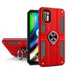 For Motorola Moto G9 Plus Carbon Fiber Pattern PC + TPU Protective Case with Ring Holder(Red) - 1