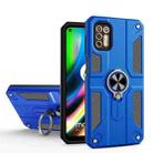 For Motorola Moto G9 Plus Carbon Fiber Pattern PC + TPU Protective Case with Ring Holder(Dark Blue) - 1