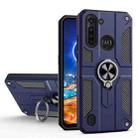 For Motorola Moto G8 Power Lite Carbon Fiber Pattern PC + TPU Protective Case with Ring Holder(Sapphire Blue) - 1