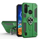 For Motorola Moto G8 Power Lite Carbon Fiber Pattern PC + TPU Protective Case with Ring Holder(Dark Green) - 1