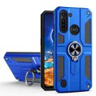 For Motorola Moto G8 Power Lite Carbon Fiber Pattern PC + TPU Protective Case with Ring Holder(Dark Blue) - 1