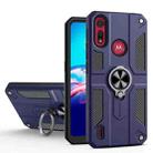 For Motorola Moto E6s (2020) Carbon Fiber Pattern PC + TPU Protective Case with Ring Holder(Sapphire Blue) - 1
