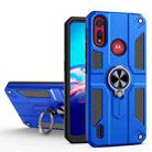 For Motorola Moto E6s (2020) Carbon Fiber Pattern PC + TPU Protective Case with Ring Holder(Dark Blue) - 1