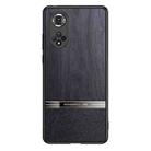 For Honor 50 Shang Rui Wood Grain Skin PU + TPU Shockproof Case(Black) - 1