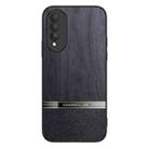 For Honor X20 Shang Rui Wood Grain Skin PU + TPU Shockproof Case(Black) - 1