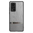 For Honor V40 5G Shang Rui Wood Grain Skin PU + TPU Shockproof Case(Grey) - 1