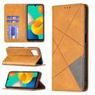 For Samsung Galaxy M32 Rhombus Texture Horizontal Flip Magnetic Leather Case with Holder & Card Slots(Yellow) - 1