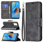 For OPPO A74 4G / F19 4G Retro Lambskin Texture Pure Color Horizontal Flip PU Leather Case with Holder & Card Slots & Wallet & Lanyard(Black) - 1