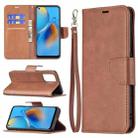 For OPPO A74 4G / F19 4G Retro Lambskin Texture Pure Color Horizontal Flip PU Leather Case with Holder & Card Slots & Wallet & Lanyard(Brown) - 1