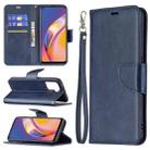For OPPO A94 4G/Reno5 F/F19 Pro Retro Lambskin Texture Pure Color Horizontal Flip PU Leather Case with Holder & Card Slots & Wallet & Lanyard(Blue) - 1