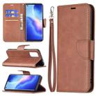 For OPPO Reno5 5G Retro Lambskin Texture Pure Color Horizontal Flip PU Leather Case with Holder & Card Slots & Wallet & Lanyard(Brown) - 1