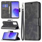 For OPPO Reno6 5G Retro Lambskin Texture Pure Color Horizontal Flip PU Leather Case with Holder & Card Slots & Wallet & Lanyard(Black) - 1