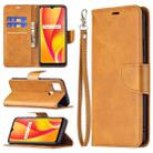 For OPPO Realme C15/C12/C25 Retro Lambskin Texture Pure Color Horizontal Flip PU Leather Case with Holder & Card Slots & Wallet & Lanyard(Yellow) - 1