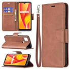 For OPPO Realme C15/C12/C25 Retro Lambskin Texture Pure Color Horizontal Flip PU Leather Case with Holder & Card Slots & Wallet & Lanyard(Brown) - 1