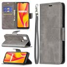 For OPPO Realme C15/C12/C25 Retro Lambskin Texture Pure Color Horizontal Flip PU Leather Case with Holder & Card Slots & Wallet & Lanyard(Grey) - 1