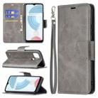 For OPPO Realme C21/C20 Retro Lambskin Texture Pure Color Horizontal Flip PU Leather Case with Holder & Card Slots & Wallet & Lanyard(Grey) - 1