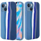 For iPhone 13 mini Rainbow Liquid Silicone Shockproof Full Coverage Protective Case (Blue) - 1